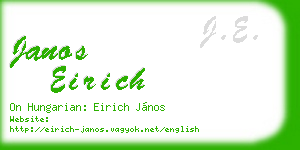 janos eirich business card